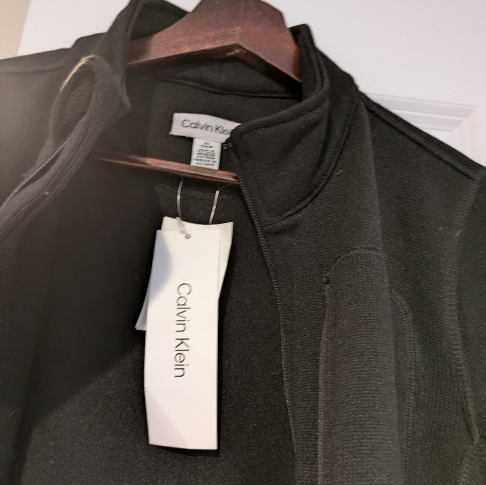 Tailored Fleece Calvin Klein Zip Up Ribbed S Jacket - Picture 6 of 11